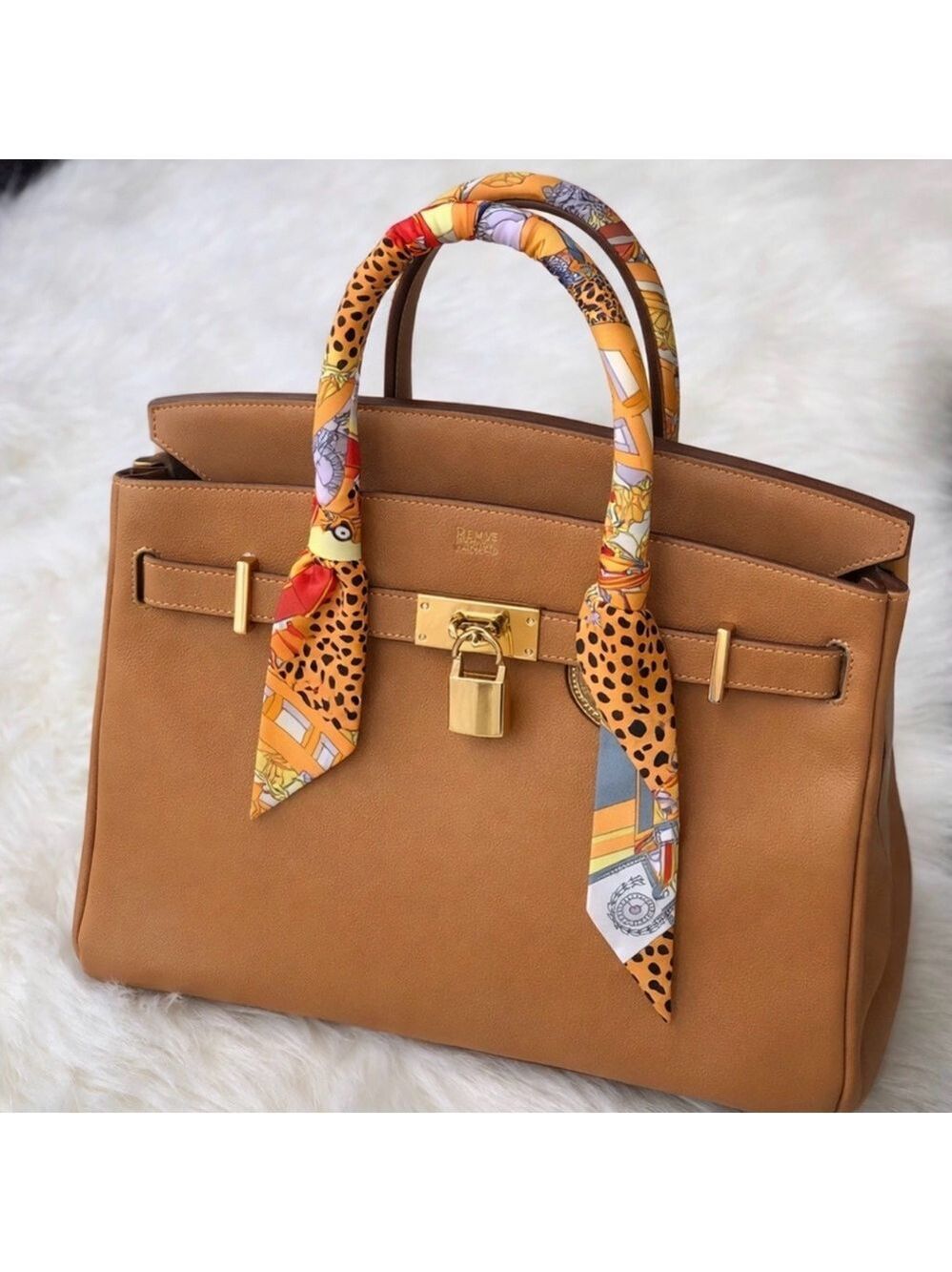 ORANGE LEOPARD CHEETAH PRINT SKINNY SCARF BAG HANDLE WRAP TIE PURSE HAIR RIBBON